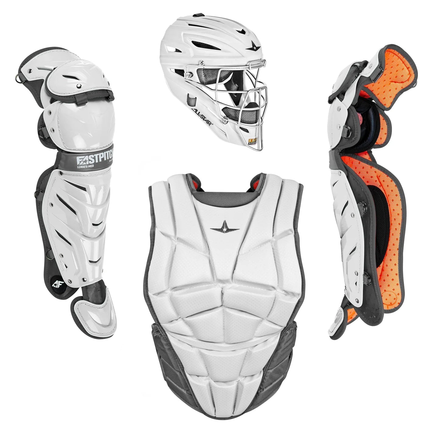 All-Star AFx Fastpitch Catchers Gear Set Kit - Game Ready Sports - CKW-AFX-LGE-WH/GPH