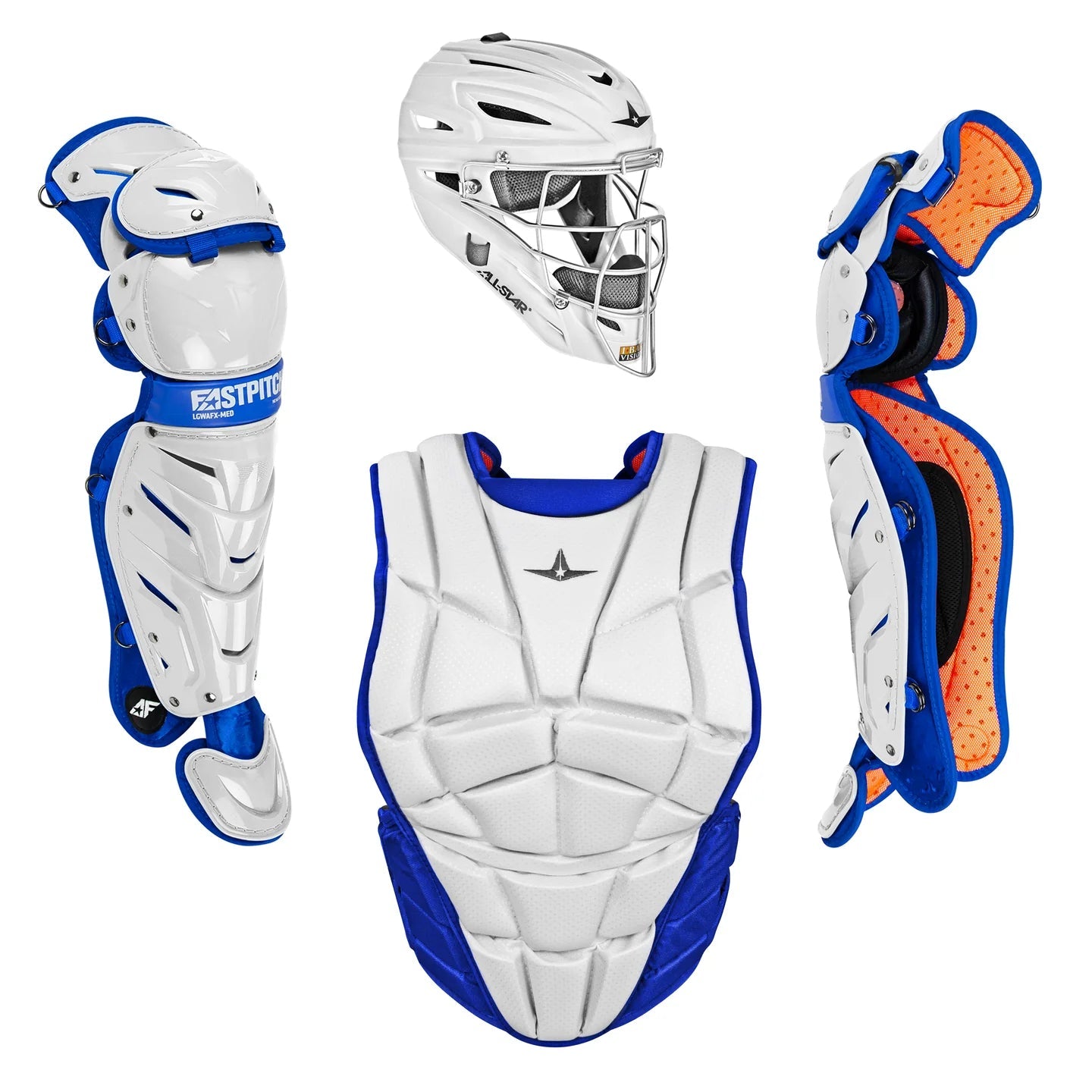 All-Star AFX Fastpitch Catchers Gear Set Kit Small / White/Royal