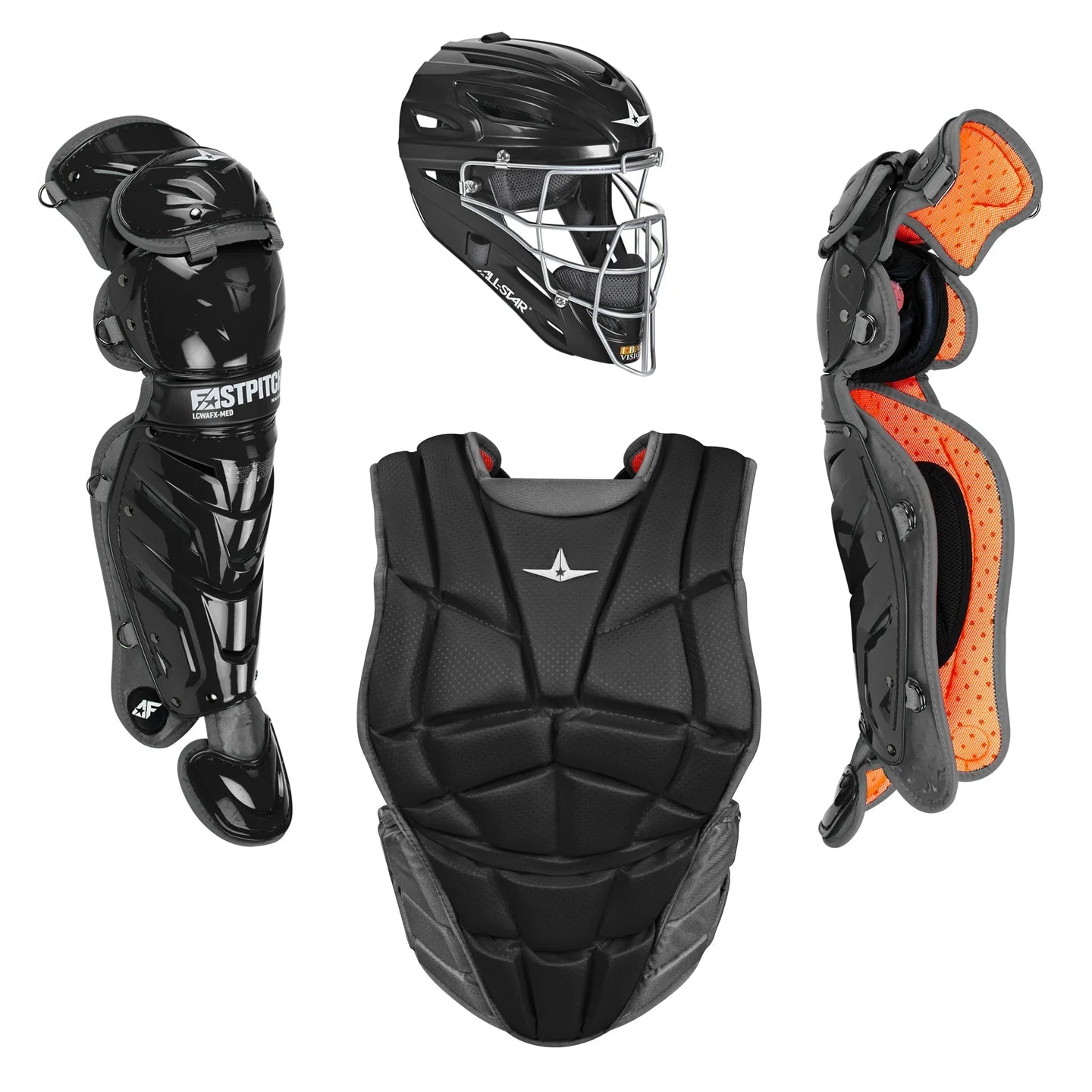 All-Star AFx Fastpitch Catchers Gear Set Kit - Game Ready Sports - CKW-AFX-LGE-BK